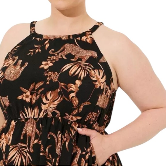 Mini Challis Halter Neck Hi-Low Dress - Picture 3 of 5
